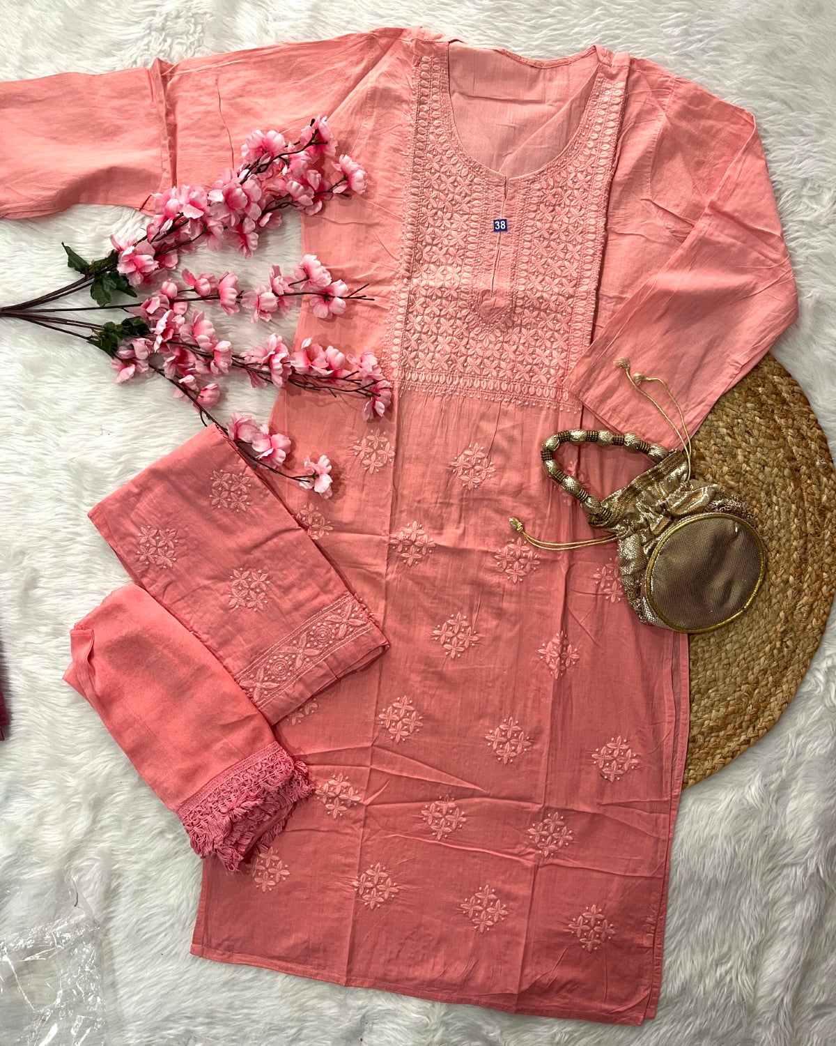 Taaib Cotton Kurta Palazzo Dupatta 3piece Set