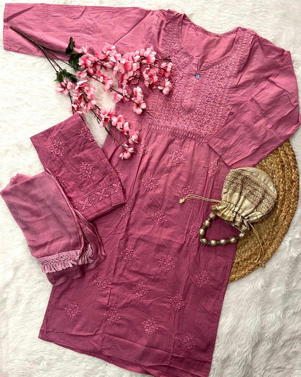 Taaib Cotton Kurta Palazzo Dupatta 3piece Set
