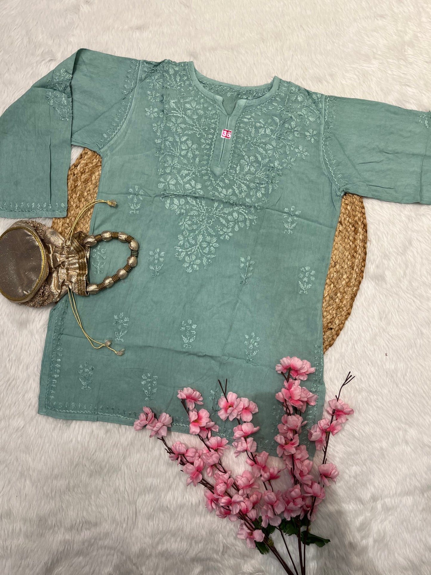 Rifat Rayon Short Self Chikankari Handwork Kurtis