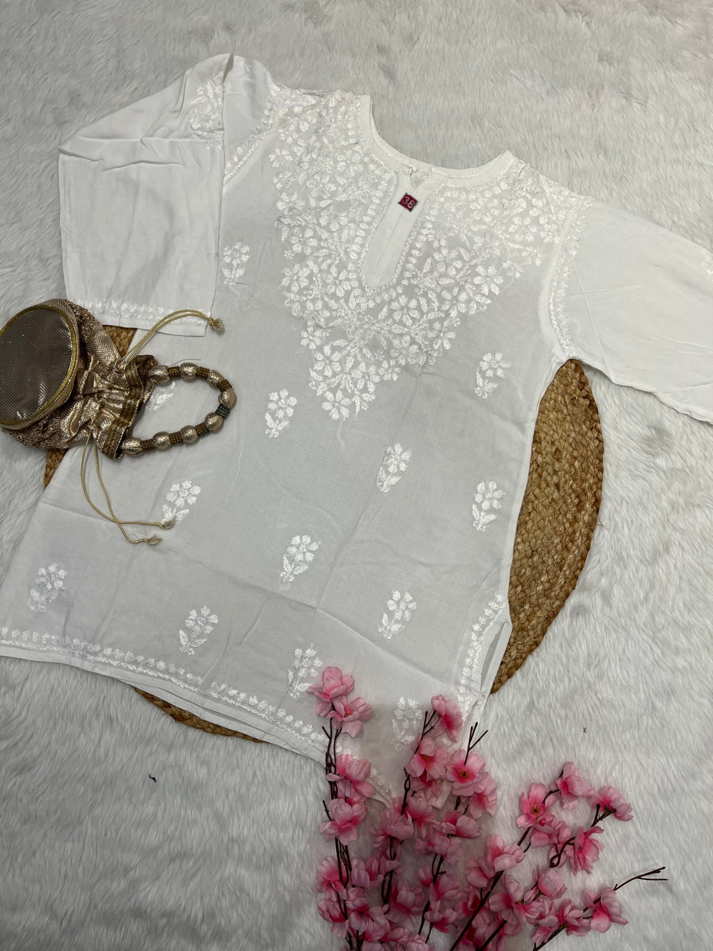 Rifat Rayon Short Self Chikankari Handwork Kurtis