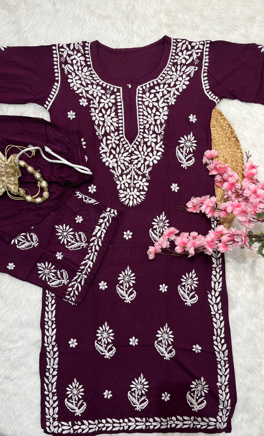 Tahaani Chikankari handwork Kurtis with Palazzo