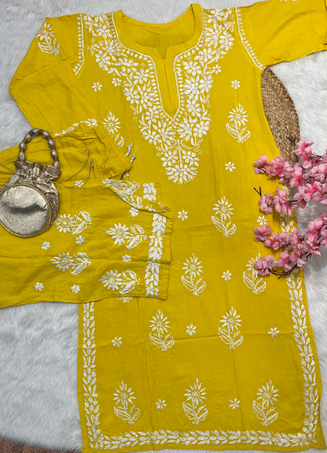 Tahaani Chikankari handwork Kurtis with Palazzo